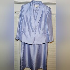 Le Suit Women's Dress Jacket Blazer Suit Set 10P Blue Lined Mother Of The Bride